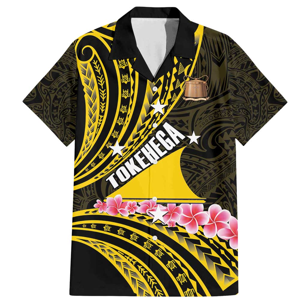 Personalised Tokelau Tokehega Day Family Matching Off Shoulder Maxi Dress and Hawaiian Shirt Tokelauan Tatau Black Color LT14 Dad's Shirt - Short Sleeve Black - Polynesian Pride