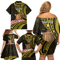 Personalised Tokelau Tokehega Day Family Matching Off Shoulder Short Dress and Hawaiian Shirt Tokelauan Tatau Black Color LT14 - Polynesian Pride