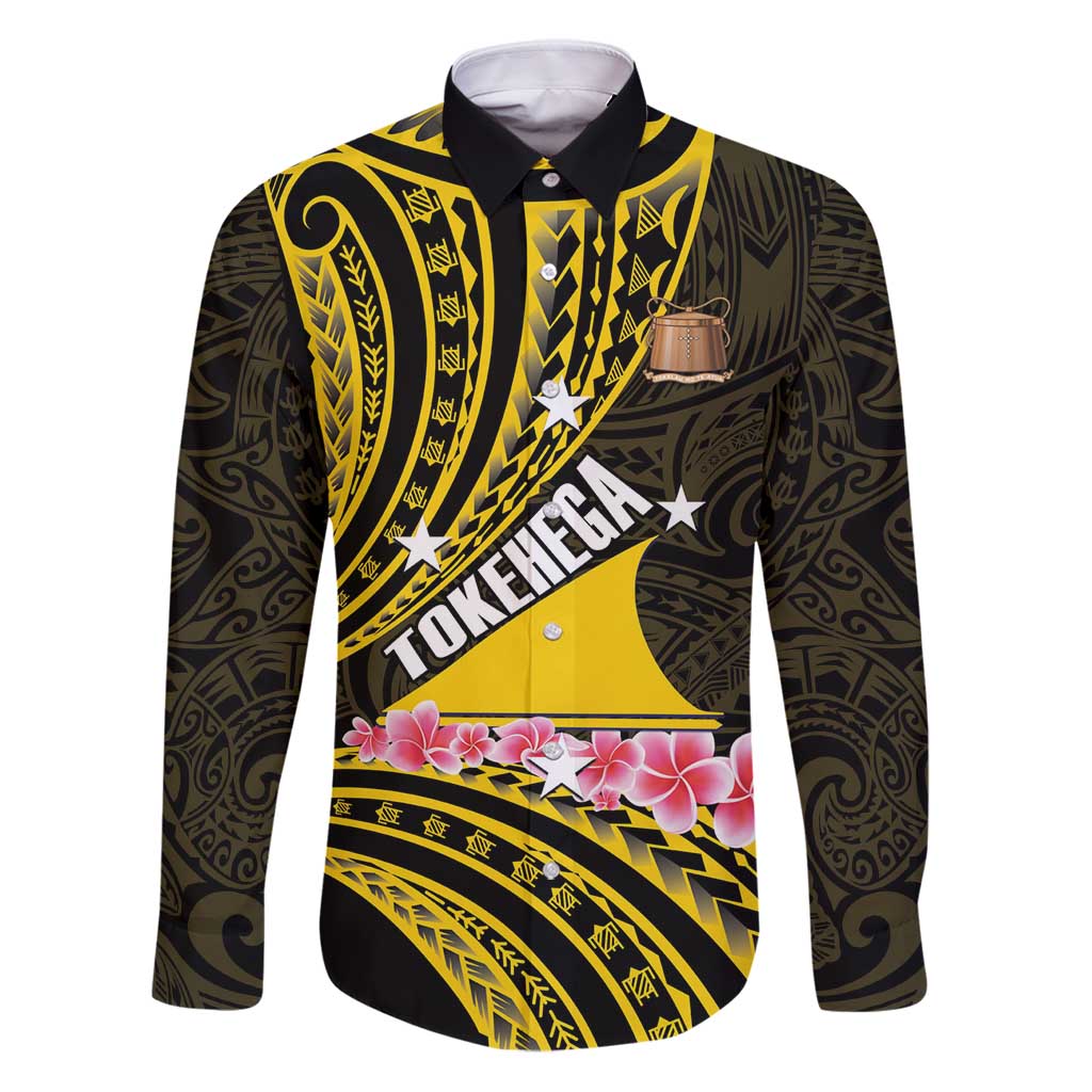 Personalised Tokelau Tokehega Day Family Matching Puletasi and Hawaiian Shirt Tokelauan Tatau Black Color LT14 Dad's Shirt - Long Sleeve Black - Polynesian Pride