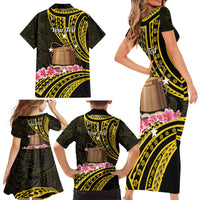 Personalised Tokelau Tokehega Day Family Matching Short Sleeve Bodycon Dress and Hawaiian Shirt Tokelauan Tatau Black Color LT14 - Polynesian Pride