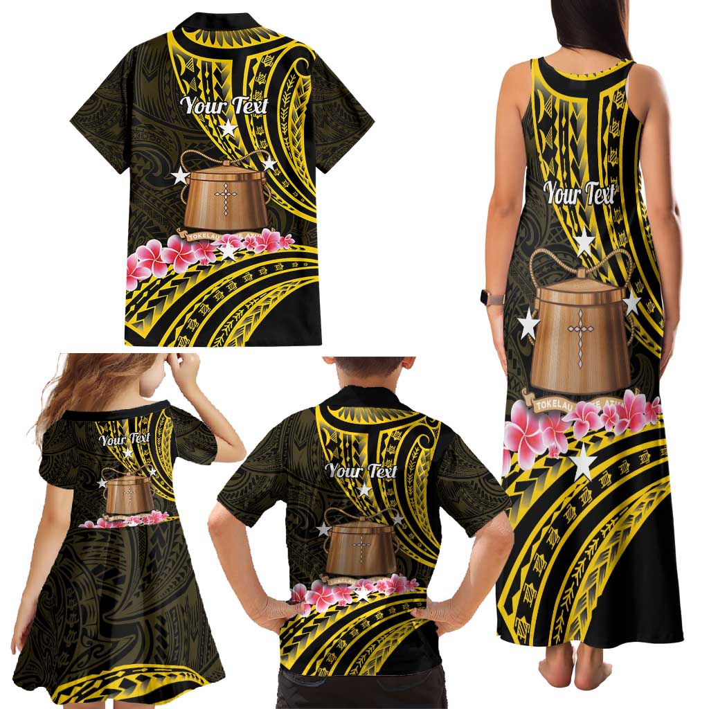 Personalised Tokelau Tokehega Day Family Matching Tank Maxi Dress and Hawaiian Shirt Tokelauan Tatau Black Color LT14 - Polynesian Pride
