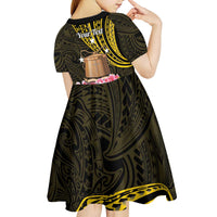Personalised Tokelau Tokehega Day Kid Short Sleeve Dress Tokelauan Tatau Black Color LT14 - Polynesian Pride