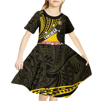 Personalised Tokelau Tokehega Day Kid Short Sleeve Dress Tokelauan Tatau Black Color LT14 - Polynesian Pride