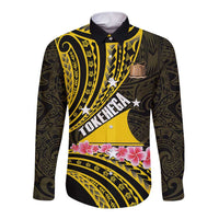 Personalised Tokelau Tokehega Day Long Sleeve Button Shirt Tokelauan Tatau Black Color LT14 Unisex Black - Polynesian Pride