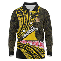 Personalised Tokelau Tokehega Day Long Sleeve Polo Shirt Tokelauan Tatau Black Color LT14 Black - Polynesian Pride