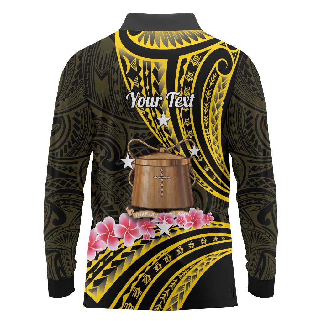 Personalised Tokelau Tokehega Day Long Sleeve Polo Shirt Tokelauan Tatau Black Color LT14 - Polynesian Pride