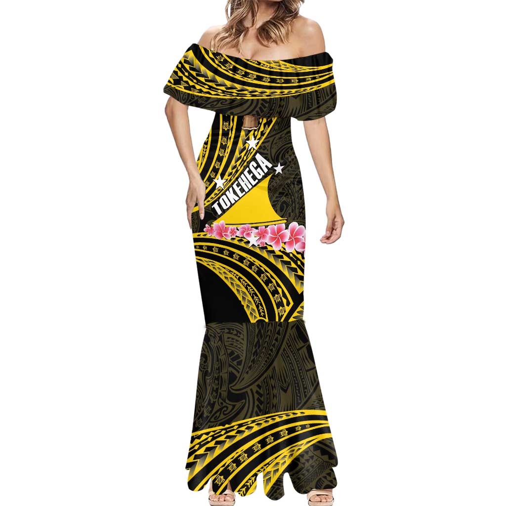 Personalised Tokelau Tokehega Day Mermaid Dress Tokelauan Tatau Black Color LT14 - Polynesian Pride