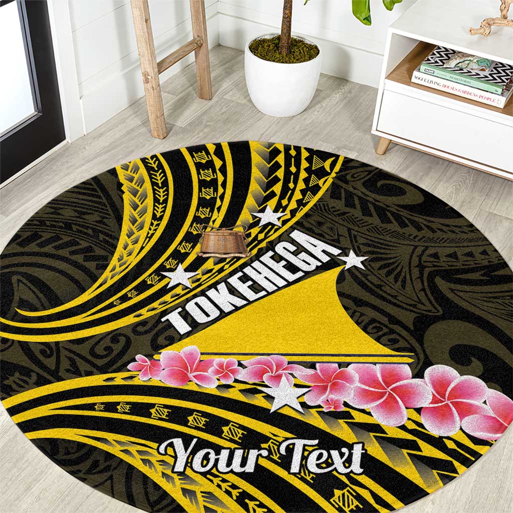 Personalised Tokelau Tokehega Day Round Carpet Tokelauan Tatau Black Color LT14 Black - Polynesian Pride