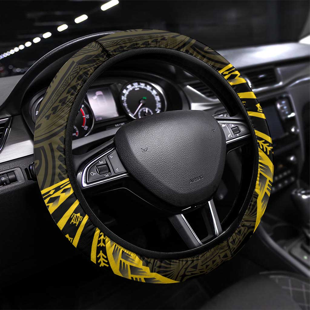 Tokelau Tokehega Day Steering Wheel Cover Tokelauan Tatau Black Color LT14 Universal Fit Black - Polynesian Pride