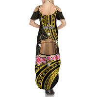 Personalised Tokelau Tokehega Day Summer Maxi Dress Tokelauan Tatau Black Color LT14 - Polynesian Pride
