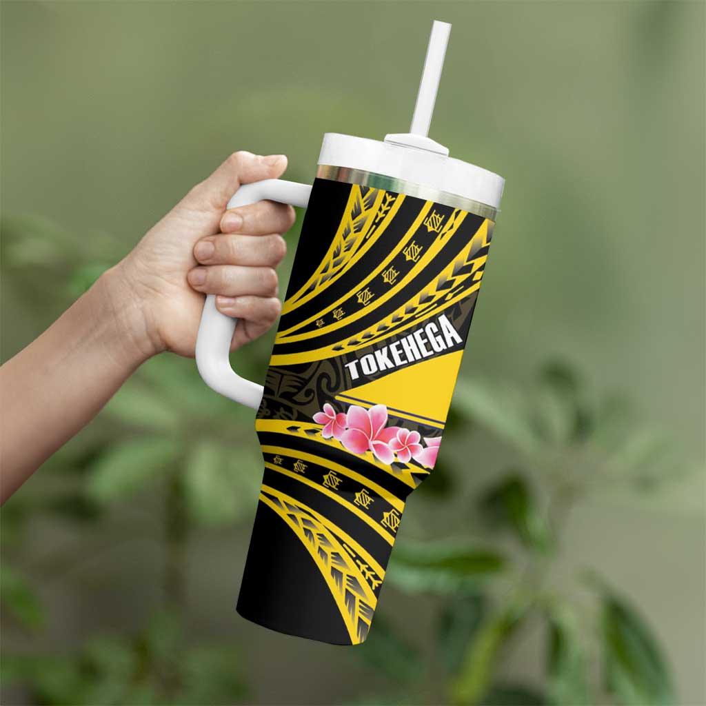 Personalised Tokelau Tokehega Day Tumbler With Handle Tokelauan Tatau Black Color LT14 - Polynesian Pride