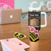 Personalised Tokelau Tokehega Day Tumbler With Handle Tokelauan Tatau Black Color LT14 - Polynesian Pride