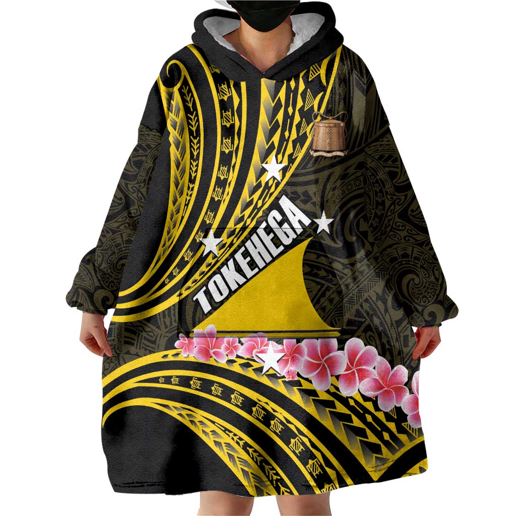 Personalised Tokelau Tokehega Day Wearable Blanket Hoodie Tokelauan Tatau Black Color LT14 - Polynesian Pride