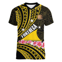 Personalised Tokelau Tokehega Day Women V-Neck T-Shirt Tokelauan Tatau Black Color LT14 Female Black - Polynesian Pride