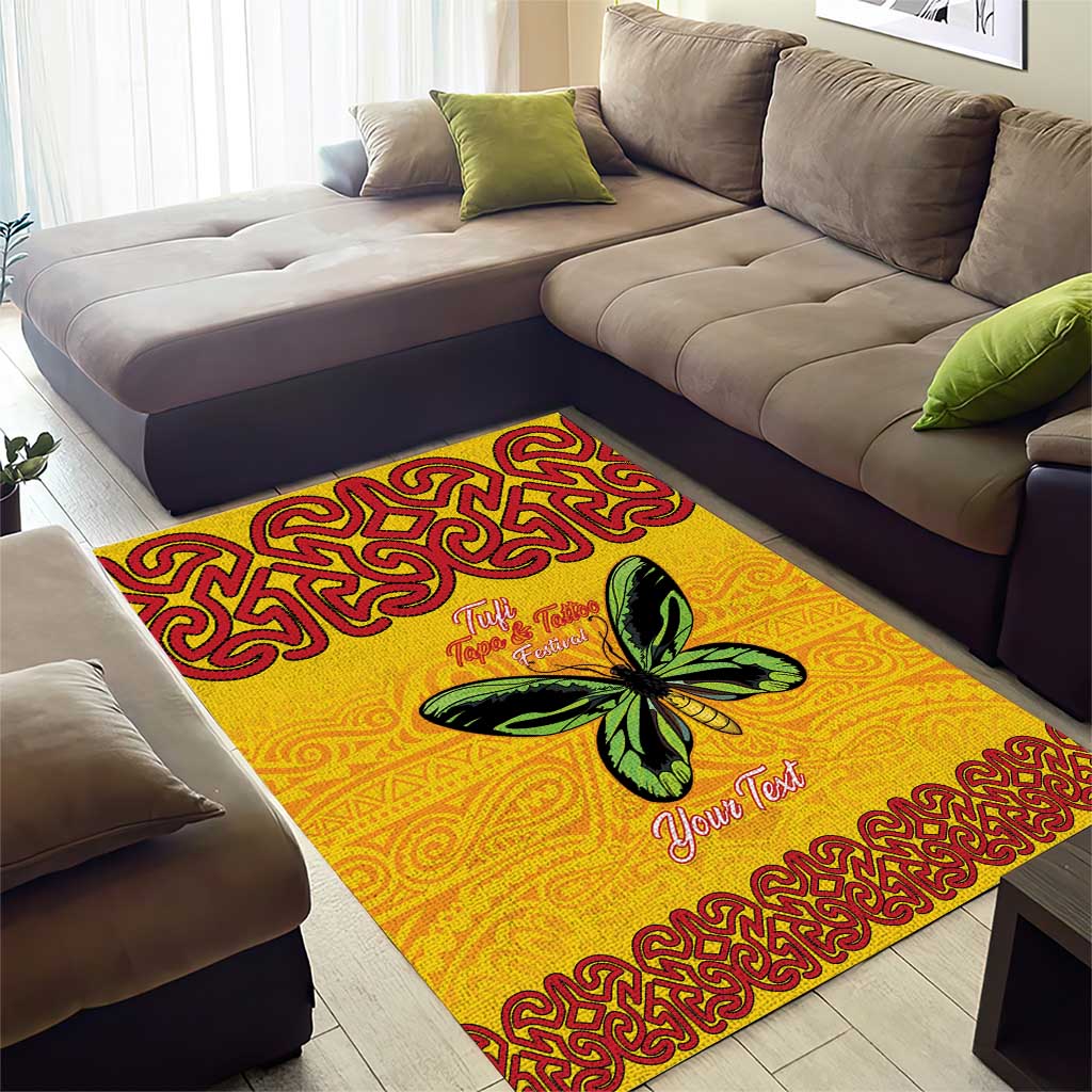 Personalised Tufi Tapa and Tattoo Festival Area Rug PNG Oro Butterfly Tapa Pattern LT14 - Polynesian Pride