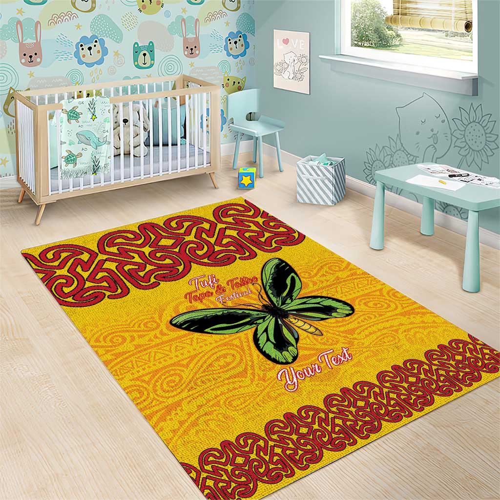 Personalised Tufi Tapa and Tattoo Festival Area Rug PNG Oro Butterfly Tapa Pattern LT14 - Polynesian Pride