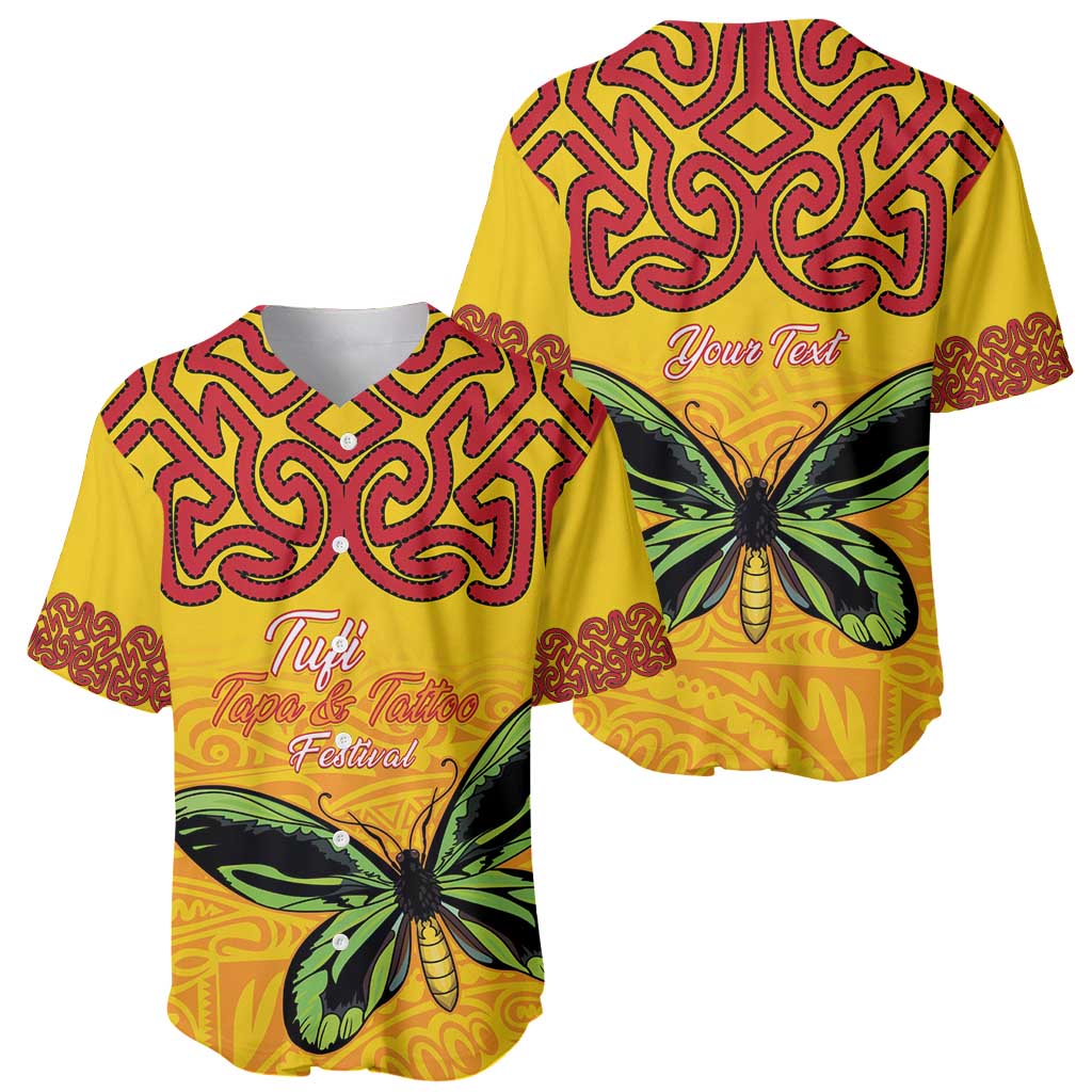 Personalised Tufi Tapa and Tattoo Festival Baseball Jersey PNG Oro Butterfly Tapa Pattern LT14 - Polynesian Pride