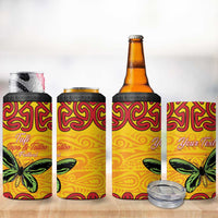 Personalised Tufi Tapa and Tattoo Festival 4 in 1 Can Cooler Tumbler PNG Oro Butterfly Tapa Pattern LT14 - Polynesian Pride