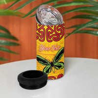 Personalised Tufi Tapa and Tattoo Festival 4 in 1 Can Cooler Tumbler PNG Oro Butterfly Tapa Pattern LT14 - Polynesian Pride