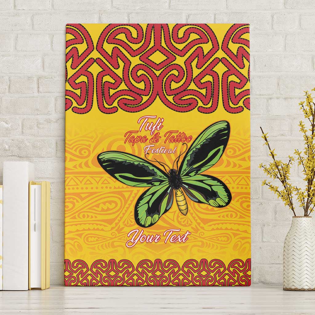 Personalised Tufi Tapa and Tattoo Festival Canvas Wall Art PNG Oro Butterfly Tapa Pattern LT14 Without Frame Yellow - Polynesian Pride