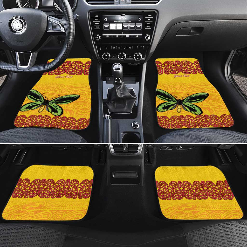 Personalised Tufi Tapa and Tattoo Festival Car Mats PNG Oro Butterfly Tapa Pattern LT14 Set 4pcs Yellow - Polynesian Pride