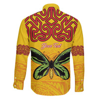 Personalised Tufi Tapa and Tattoo Festival Family Matching Off The Shoulder Long Sleeve Dress and Hawaiian Shirt PNG Oro Butterfly Tapa Pattern LT14 - Polynesian Pride