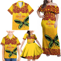 Personalised Tufi Tapa and Tattoo Festival Family Matching Off Shoulder Maxi Dress and Hawaiian Shirt PNG Oro Butterfly Tapa Pattern LT14 - Polynesian Pride