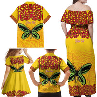 Personalised Tufi Tapa and Tattoo Festival Family Matching Off Shoulder Maxi Dress and Hawaiian Shirt PNG Oro Butterfly Tapa Pattern LT14 - Polynesian Pride