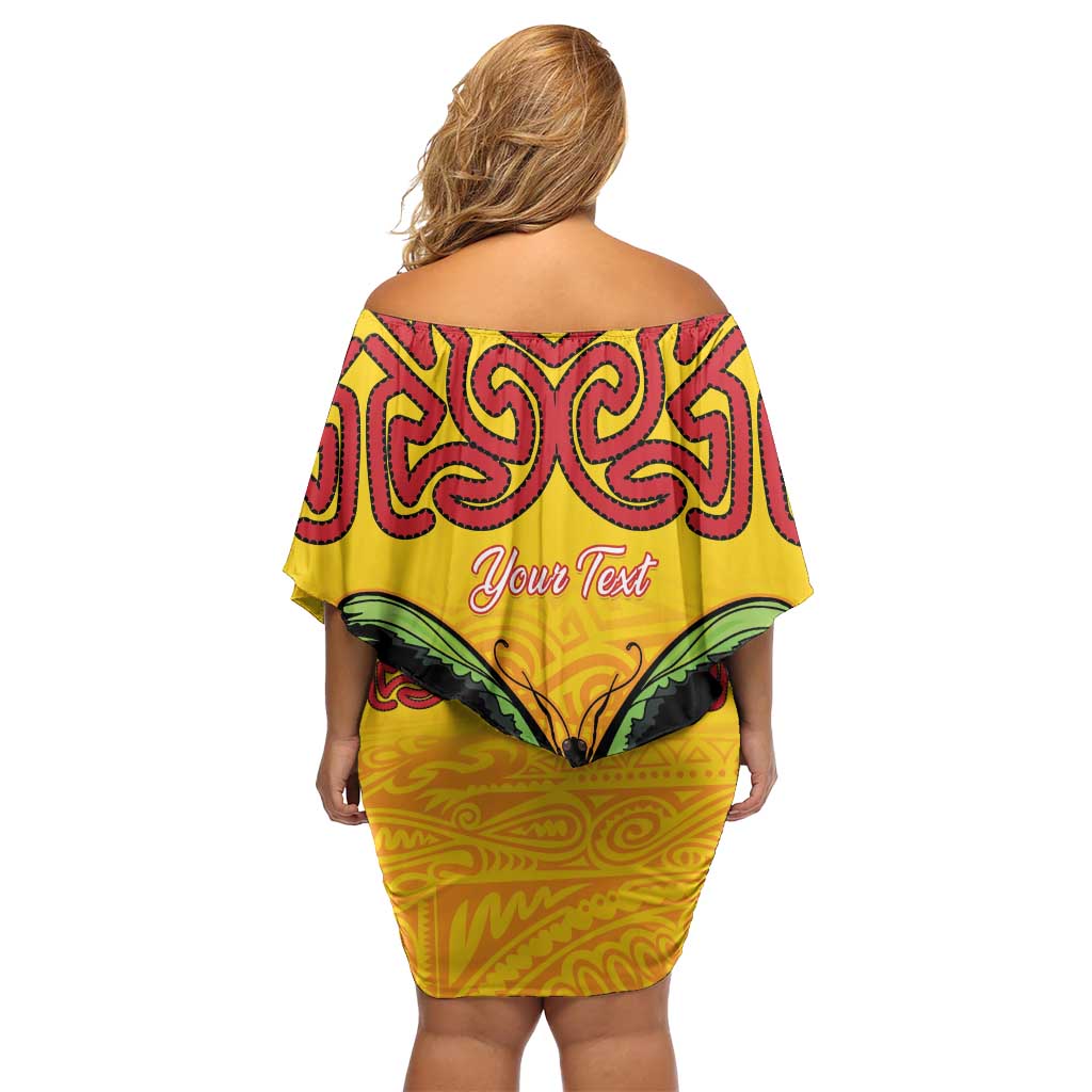Personalised Tufi Tapa and Tattoo Festival Family Matching Off Shoulder Short Dress and Hawaiian Shirt PNG Oro Butterfly Tapa Pattern LT14 - Polynesian Pride