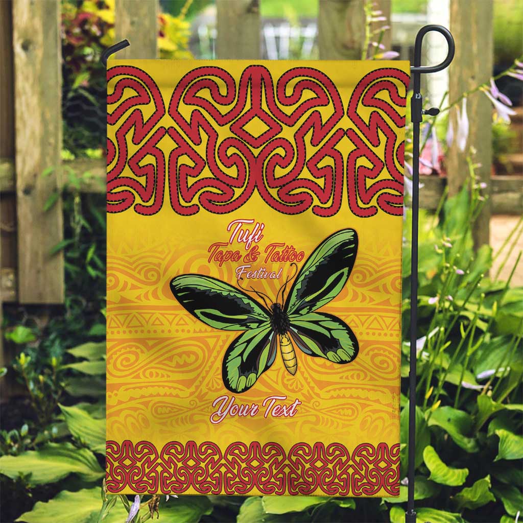 Personalised Tufi Tapa and Tattoo Festival Garden Flag PNG Oro Butterfly Tapa Pattern LT14 Garden Flag Yellow - Polynesian Pride