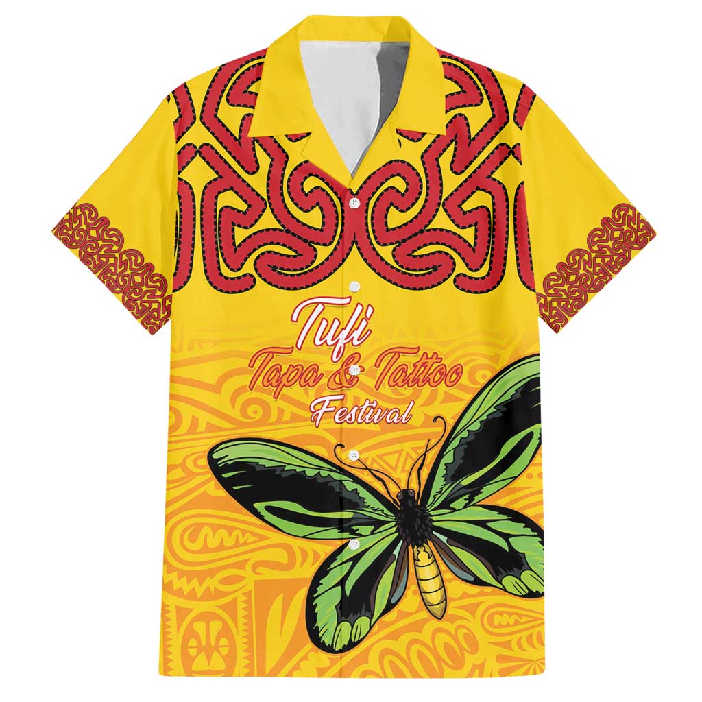 Personalised Tufi Tapa and Tattoo Festival Hawaiian Shirt PNG Oro Butterfly Tapa Pattern LT14 Yellow - Polynesian Pride
