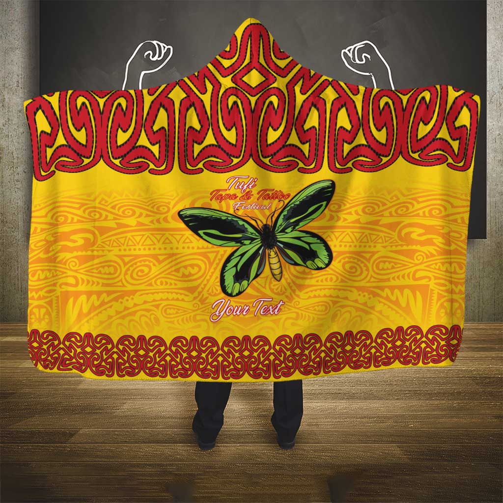 Personalised Tufi Tapa and Tattoo Festival Hooded Blanket PNG Oro Butterfly Tapa Pattern LT14 - Polynesian Pride