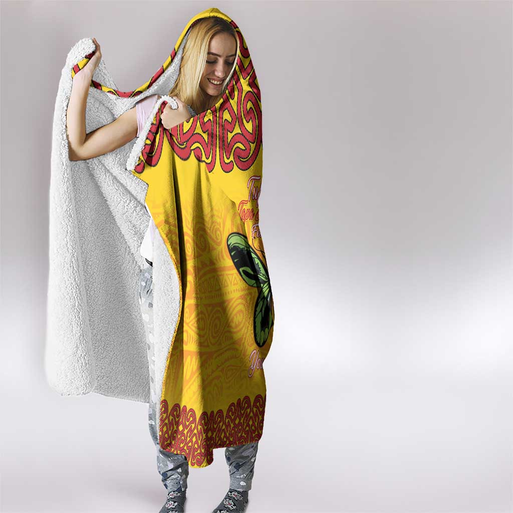 Personalised Tufi Tapa and Tattoo Festival Hooded Blanket PNG Oro Butterfly Tapa Pattern LT14 - Polynesian Pride