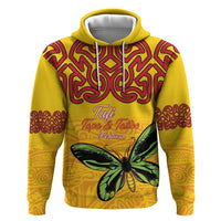 Personalised Tufi Tapa and Tattoo Festival Hoodie PNG Oro Butterfly Tapa Pattern LT14 Pullover Hoodie Yellow - Polynesian Pride