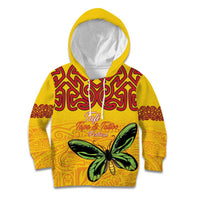 Personalised Tufi Tapa and Tattoo Festival Kid Hoodie PNG Oro Butterfly Tapa Pattern LT14 Hoodie Yellow - Polynesian Pride