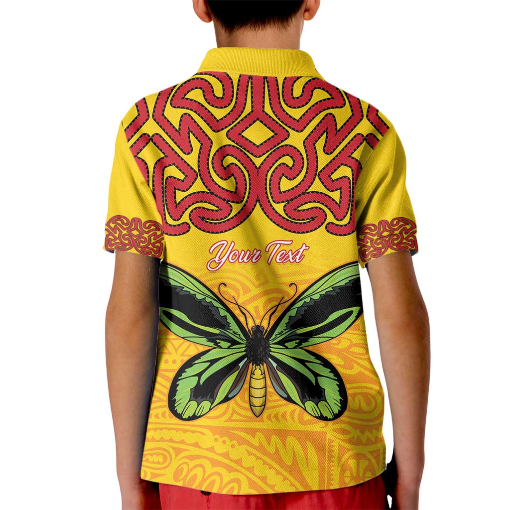 Personalised Tufi Tapa and Tattoo Festival Kid Polo Shirt PNG Oro Butterfly Tapa Pattern LT14 - Polynesian Pride