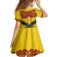 Personalised Tufi Tapa and Tattoo Festival Kid Short Sleeve Dress PNG Oro Butterfly Tapa Pattern LT14 - Polynesian Pride