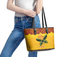Personalised Tufi Tapa and Tattoo Festival Leather Tote Bag PNG Oro Butterfly Tapa Pattern LT14 - Polynesian Pride
