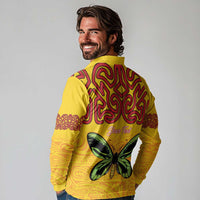 Personalised Tufi Tapa and Tattoo Festival Long Sleeve Polo Shirt PNG Oro Butterfly Tapa Pattern LT14 - Polynesian Pride