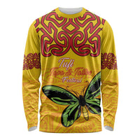 Personalised Tufi Tapa and Tattoo Festival Long Sleeve Shirt PNG Oro Butterfly Tapa Pattern LT14 Unisex Yellow - Polynesian Pride