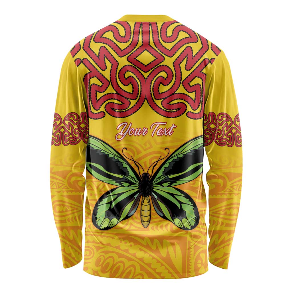 Personalised Tufi Tapa and Tattoo Festival Long Sleeve Shirt PNG Oro Butterfly Tapa Pattern LT14 - Polynesian Pride