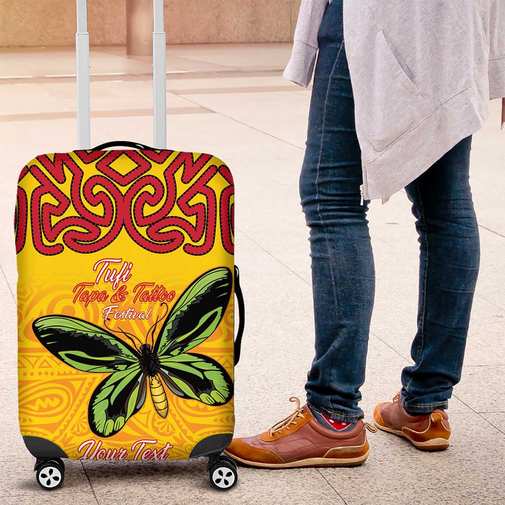 Personalised Tufi Tapa and Tattoo Festival Luggage Cover PNG Oro Butterfly Tapa Pattern LT14 Yellow - Polynesian Pride