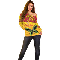 Personalised Tufi Tapa and Tattoo Festival Off Shoulder Sweater PNG Oro Butterfly Tapa Pattern LT14 - Polynesian Pride
