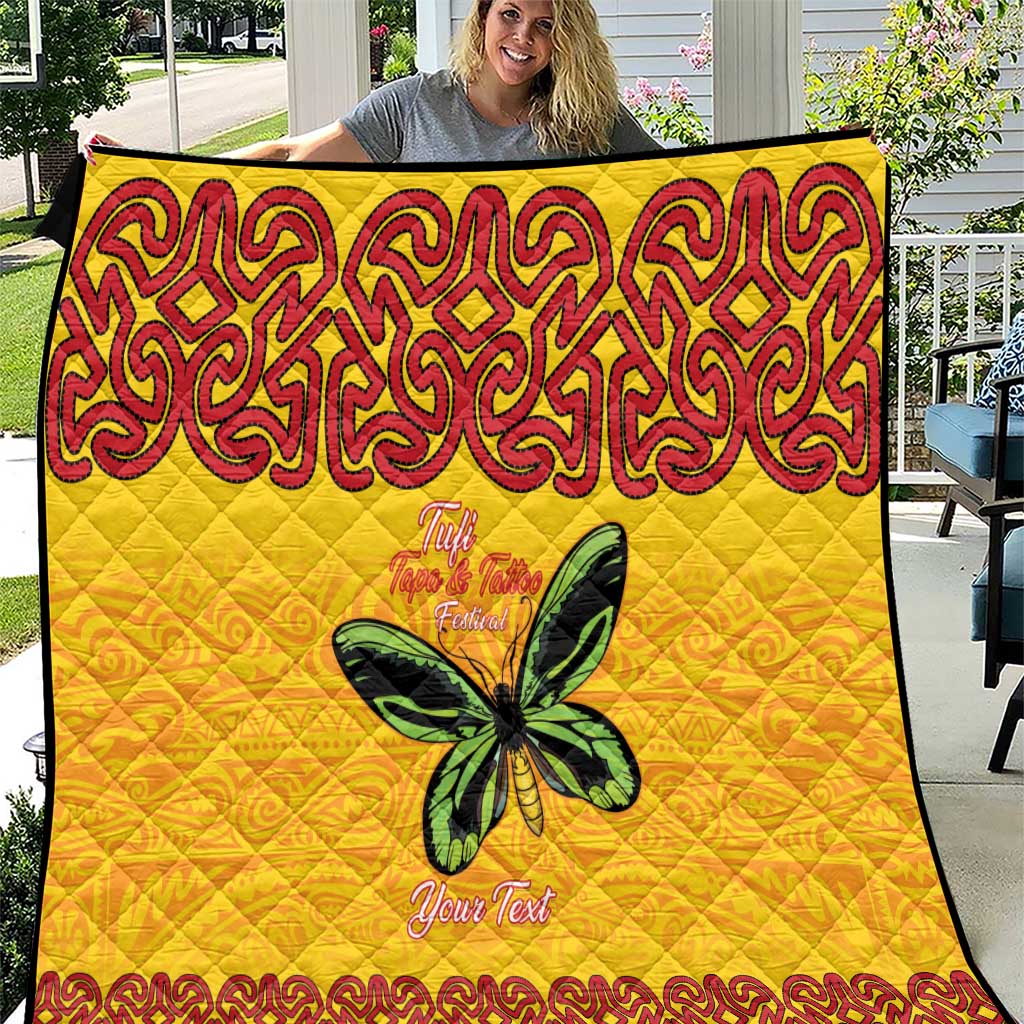 Personalised Tufi Tapa and Tattoo Festival Quilt PNG Oro Butterfly Tapa Pattern LT14 Yellow - Polynesian Pride