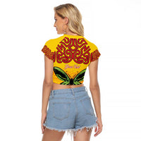 Personalised Tufi Tapa and Tattoo Festival Raglan Cropped T Shirt PNG Oro Butterfly Tapa Pattern LT14 - Polynesian Pride