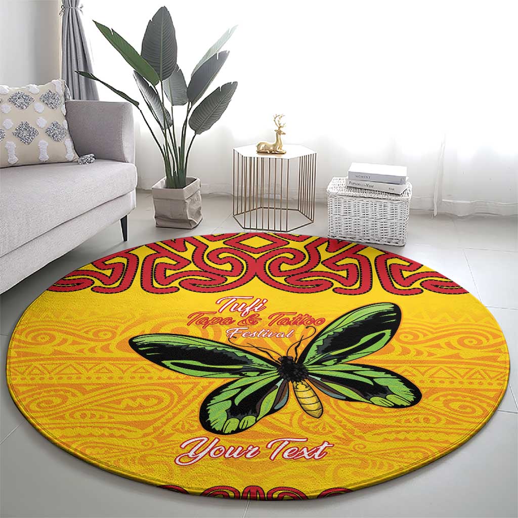 Personalised Tufi Tapa and Tattoo Festival Round Carpet PNG Oro Butterfly Tapa Pattern LT14 - Polynesian Pride