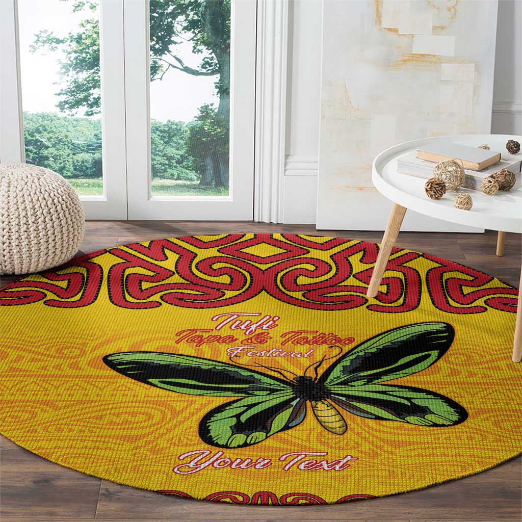 Personalised Tufi Tapa and Tattoo Festival Round Carpet PNG Oro Butterfly Tapa Pattern LT14 - Polynesian Pride