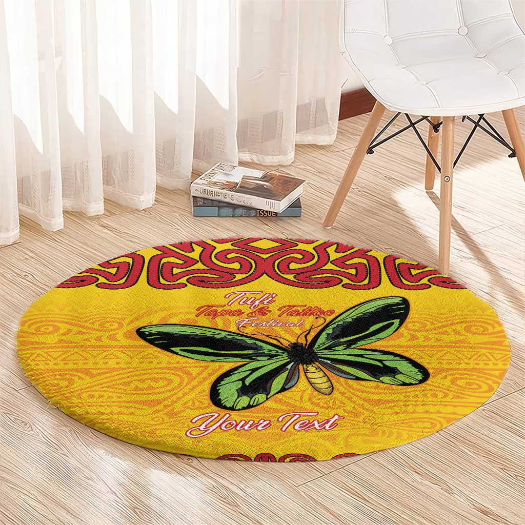 Personalised Tufi Tapa and Tattoo Festival Round Carpet PNG Oro Butterfly Tapa Pattern LT14 - Polynesian Pride