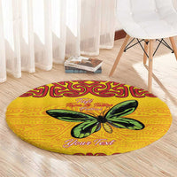 Personalised Tufi Tapa and Tattoo Festival Round Carpet PNG Oro Butterfly Tapa Pattern LT14 - Polynesian Pride