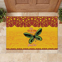 Personalised Tufi Tapa and Tattoo Festival Rubber Doormat PNG Oro Butterfly Tapa Pattern LT14 Yellow - Polynesian Pride